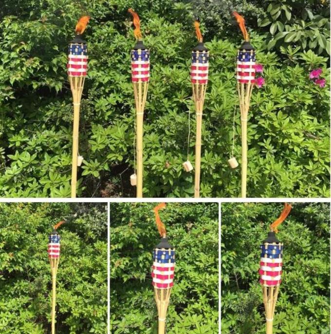 Lumière de jardin Torche en bambou avec porte-bougie en métal noir Pour la décoration extérieure Torche en bambou naturel Tiki 3