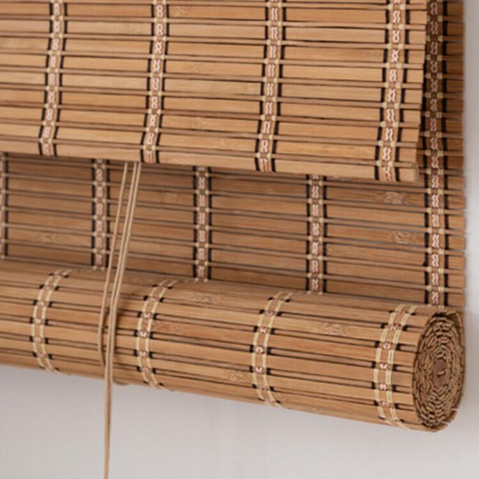 Nature Style traditionnel Jalousier en bois romain imperméable à l'eau Bambou Roll-Up Nuances Porte motif horizontal Construit en tissu simple Maison 1