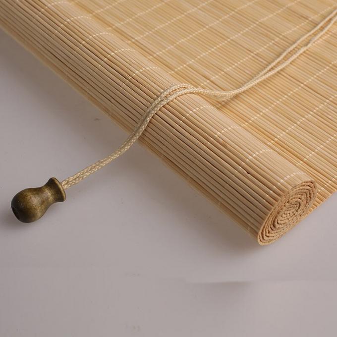 Nature Style traditionnel Jalousier en bois romain imperméable à l'eau Bambou Roll-Up Nuances Porte motif horizontal Construit en tissu simple Maison 2