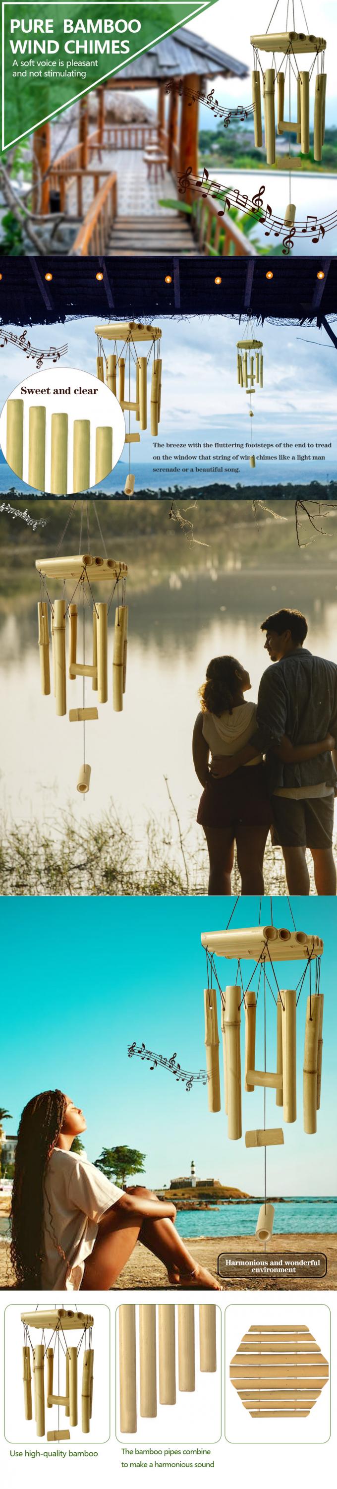 Chimes de vent en bambou avec une tonalité étonnante pour le jardin 1