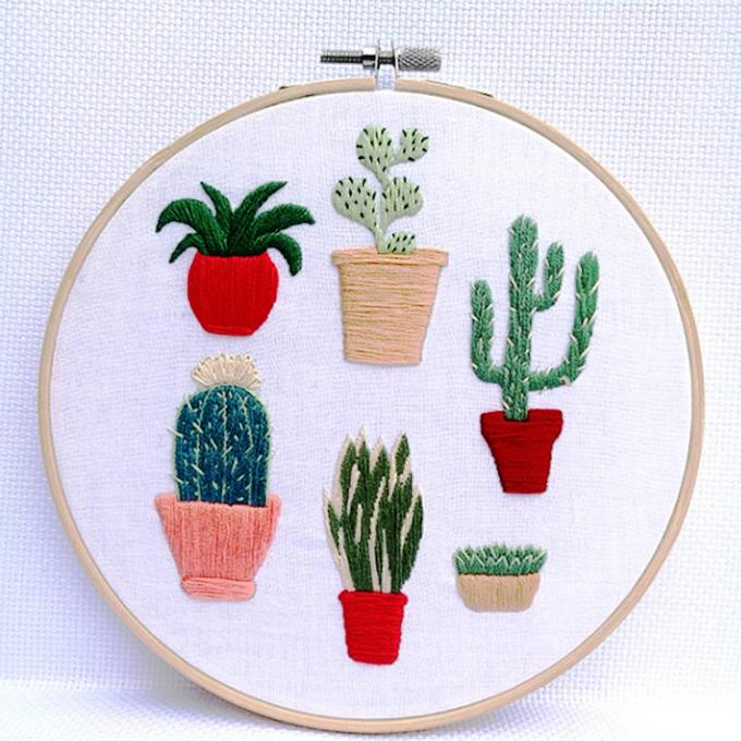 Ensemble de boucles brodées en bambou 7