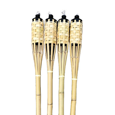 Torche en bambou naturel avec mèche en fibre de verre remplaçable - pour fête dans le jardin, mariage, éclairage de sentier