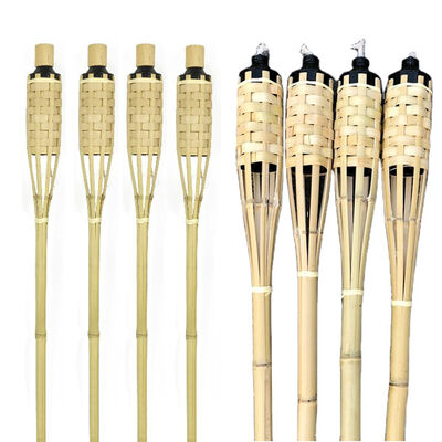 Torche en bambou naturel pour le camping en plein air, décor de fête de jardin, torche de feu écologique faite à la main