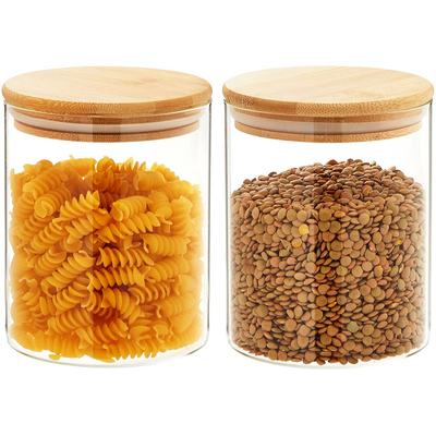 Couvercle en bambou de conteneur en verre de couvercles de pot de cuisine avec Straw Silicon Leafproof
