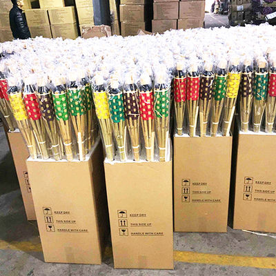 Torche en bambou naturel avec mèche en fibre de verre remplaçable - pour fête dans le jardin, mariage, éclairage de sentier