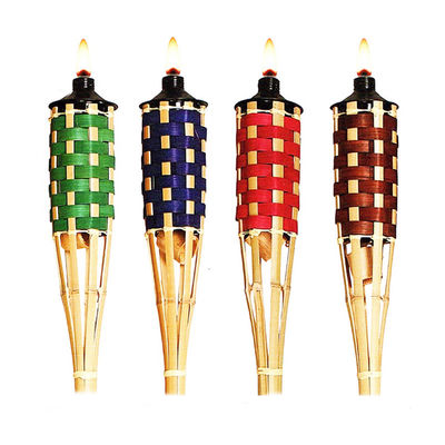 Torche en bambou naturel avec mèche en fibre de verre remplaçable - pour fête dans le jardin, mariage, éclairage de sentier