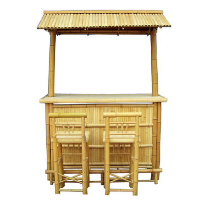 Commercial Outdoor Bamboo Tiki Bar Kits avec toit et porte-bouteilles Boire, Chaises en bambou avec soutien du dos