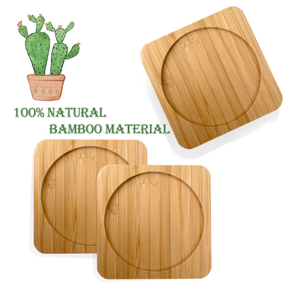Les caboteurs en bambou de 6 paquets 9cm forment en rond le laser Logo Bar Home Cup Coasters