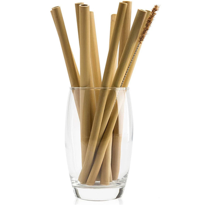 Dégradable vert de pailles en bambou jetables naturelles de 100% pour le logo de label de laser de boissons