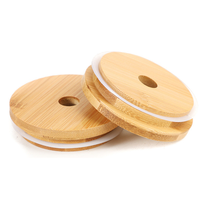 Les couvercles en bois de couvercles de pot de stockage en verre de cuisine de nourriture avec le cercle de silicium ont bien scellé
