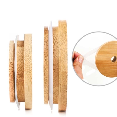 La bougie de pot de Ring Bamboo Jar Lid Storage de silicium cognent les couvercles hermétiques en bambou