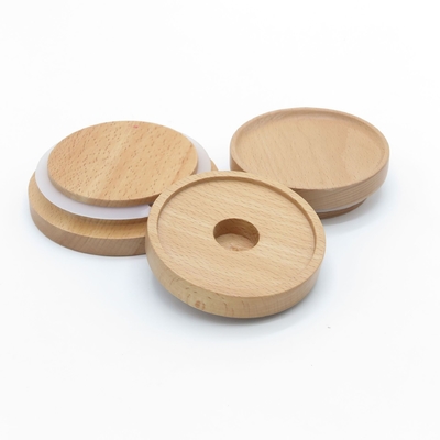 La bougie de pot de Ring Bamboo Jar Lid Storage de silicium cognent les couvercles hermétiques en bambou