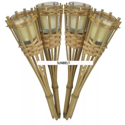 torches en bambou de partie de Tiki Torch Hand Woven Bamboo de jardin de 115cm