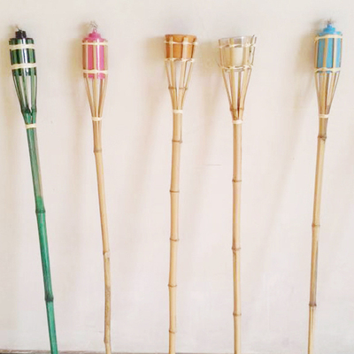 Boîte métallique en bambou extérieure d'huile de Tiki Torch With Refillable Replacement de jardin de yard