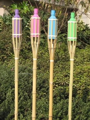 Boîte métallique en bambou extérieure d'huile de Tiki Torch With Refillable Replacement de jardin de yard