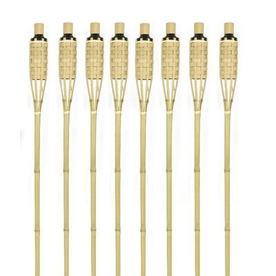 Torche en bambou de flamber de décoration de jardin de partie de Luau avec la boîte métallique d'huile en métal