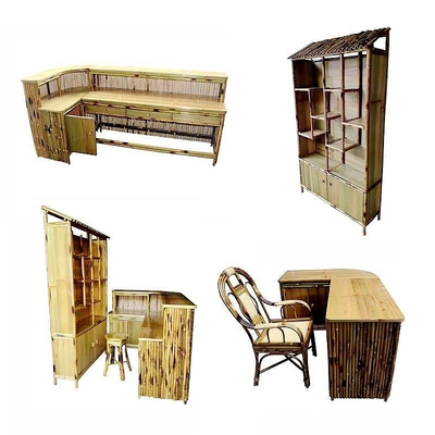 Les arrière-cours échouent la partie Tiki Bars With Roof en bambou extérieur pour bloquer le Sun