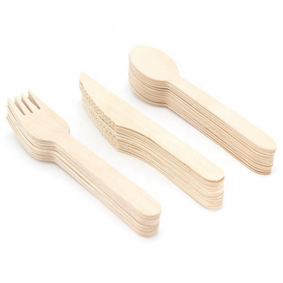 Le couteau jetable en bambou d'ensemble de vaisselle de matière première de couverts qui respecte l'environnement bifurque des cuillères