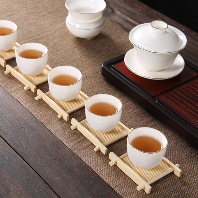 Caboteur naturel de whiskey de Tray Bamboo Wood Mat Dressed de café pour la boisson