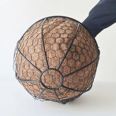 Panier accrochant de planteur en métal de décoration de jardin avec le revêtement de Cocos de fibre de coco de Cocos
