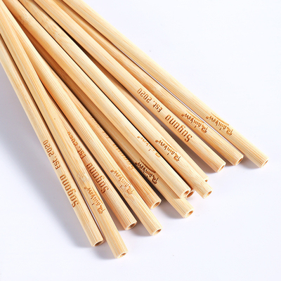 pailles en bambou jetables naturelles de 22.5cm pour le thé de cocktail de boisson de café
