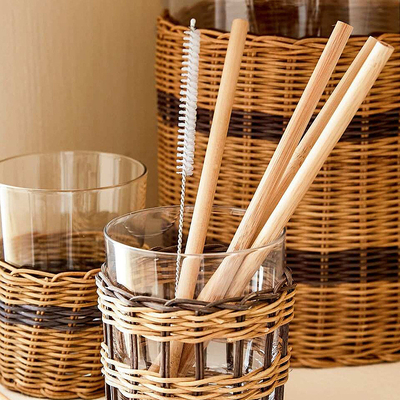 Pailles à boire en bambou 20x0.8cm réutilisables écologiques réutilisables avec la brosse
