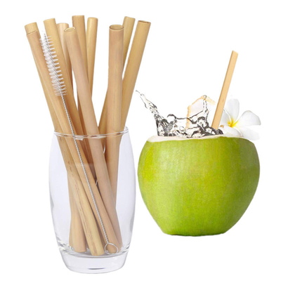 Pailles à boire en bambou 20x0.8cm réutilisables écologiques réutilisables avec la brosse