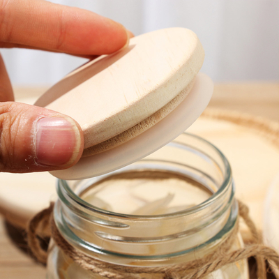Les couvercles en bois de couvercles de pot de stockage en verre de cuisine de nourriture avec le cercle de silicium ont bien scellé