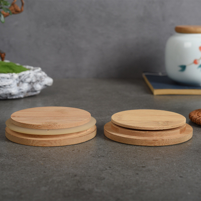 La bougie de pot de Ring Bamboo Jar Lid Storage de silicium cognent les couvercles hermétiques en bambou