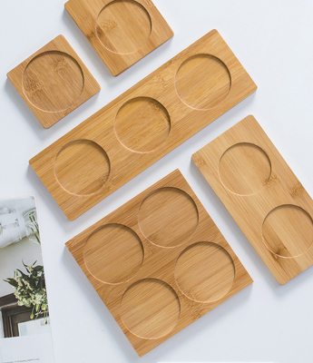 Les caboteurs en bambou de 6 paquets 9cm forment en rond le laser Logo Bar Home Cup Coasters