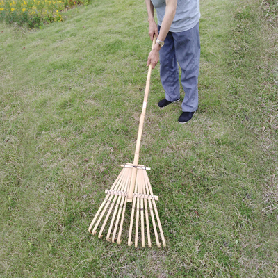 Herse écologique faite main de 9 de la dent 120cm de râteau en bambou râteaux de jardin