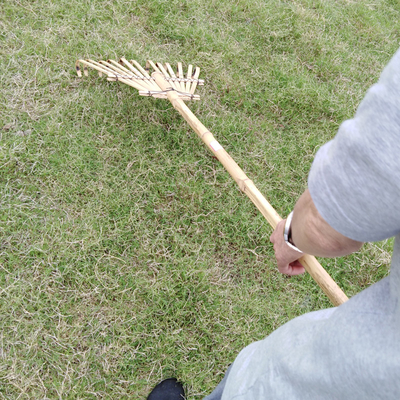 Herse inoxydable faite main de 11 de la dent 145cm de râteau en bambou râteaux de jardin