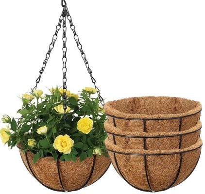 Panier suspendu en fibre de coco avec suspension - Pot de plante naturel et écologique pour jardin intérieur et extérieur