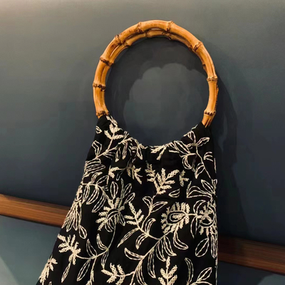 Manche de sac en bambou rond et demi-rond avec racine de bambou pour sac à main de femme