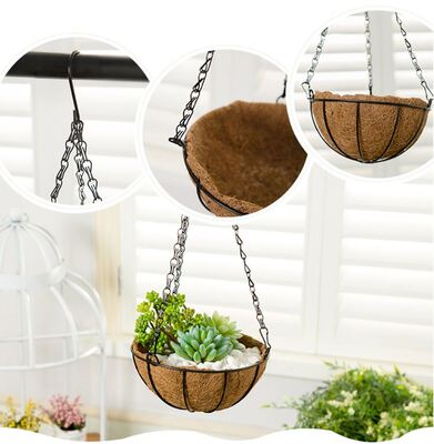 Panier suspendu en fibre de coco avec suspension - Pot de plante naturel et écologique pour jardin intérieur et extérieur
