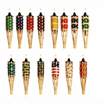 Torche en bambou naturel pour le camping en plein air, décor de fête de jardin, torche de feu écologique faite à la main, imperméable