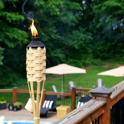 Torche en bambou naturel pour le camping en plein air, décor de fête de jardin, torche de feu écologique faite à la main