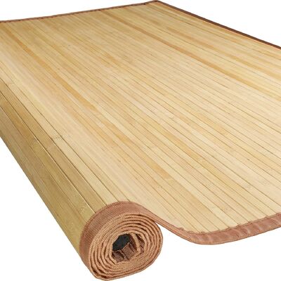 Tapis de plancher en bambou artisanal avec mélange de polyester durable et design tissé plat pour le salon et l'entrée