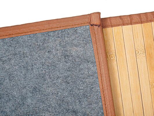 Tapis de plancher en bambou artisanal avec mélange de polyester durable et design tissé plat pour le salon et l'entrée