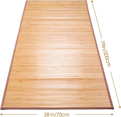 Tapis de plancher en bambou artisanal avec mélange de polyester durable et design tissé plat pour le salon et l'entrée