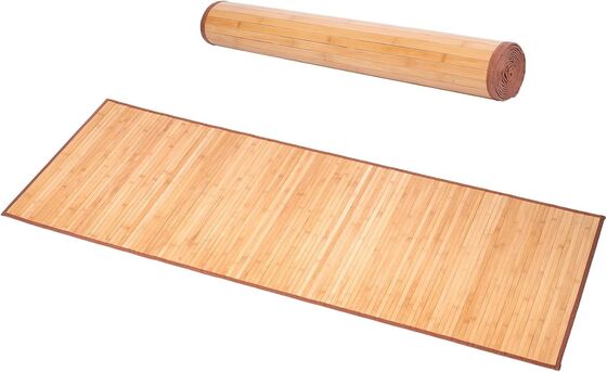 Tapis de plancher en bambou artisanal avec mélange de polyester durable et design tissé plat pour le salon et l'entrée