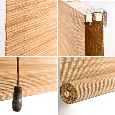 Des stores en bambou naturels écologiques, des stores de fenêtre de style romain, pour la décoration intérieure et extérieure.
