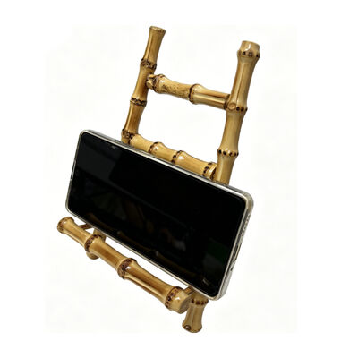Stand de bambou portable et économe en espace avec compatibilité universelle 3 en 1 et angles de vision réglables pour téléphone et tablette