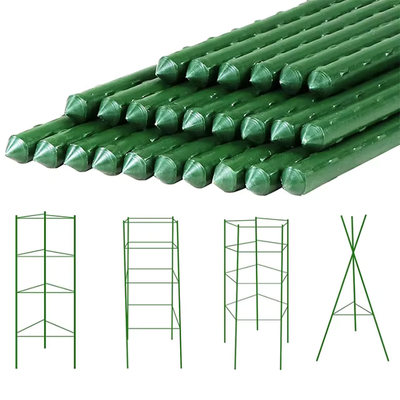Tuteurs métalliques enduits de plastique, piquets de jardin verts pour le soutien des plantes, l'escalade des plantes, l'aménagement paysager et la clôture