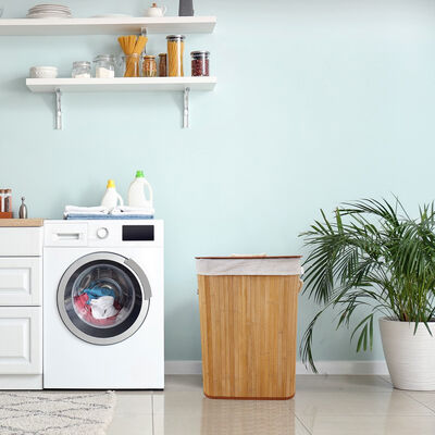 Panier à linge en bambou naturel avec doublure en coton
