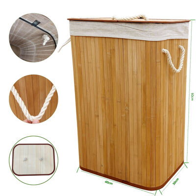 Panier à linge en bambou naturel avec doublure en coton