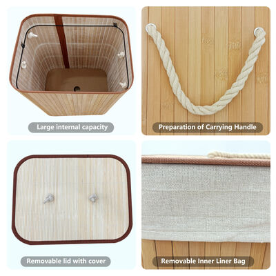 Panier à linge en bambou naturel avec doublure en coton