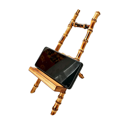 Vente en gros d'usine Support de téléphone et tablette en bambou naturel fait main, accessoire artisanal de bureau en bambou pour décoration de la maison et du bureau